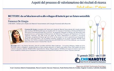 Aspetti del processo di valorizzazione dei risultati di ricerca – 2° webinar – 31/01/2022 – ore 11:00