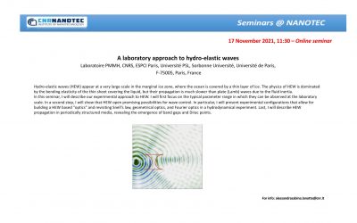 A laboratory approach to hydro-elastic waves